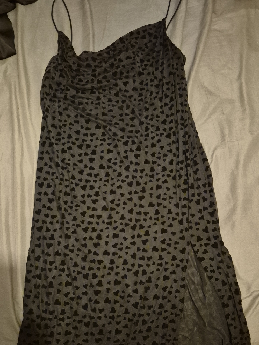 SHEIN Curve Sheer Black Slip Dress with Velvet Heart Print.